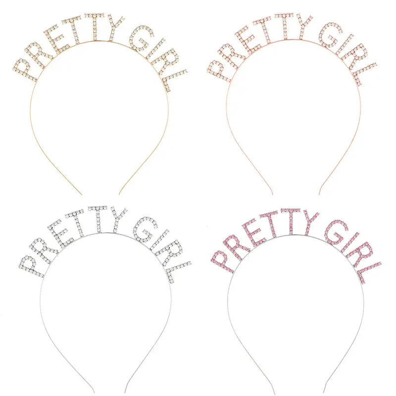 Pretty Girl Hair Headband Crystal Letter Party Accessories - Image 5