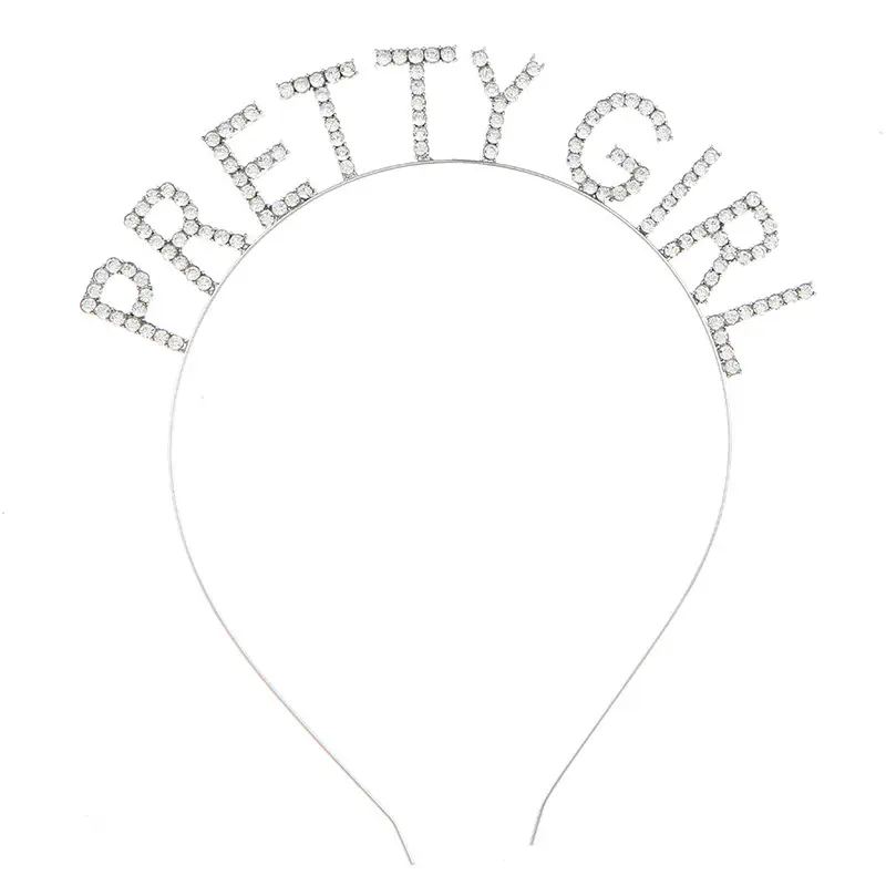Pretty Girl Hair Headband Crystal Letter Party Accessories - Image 2