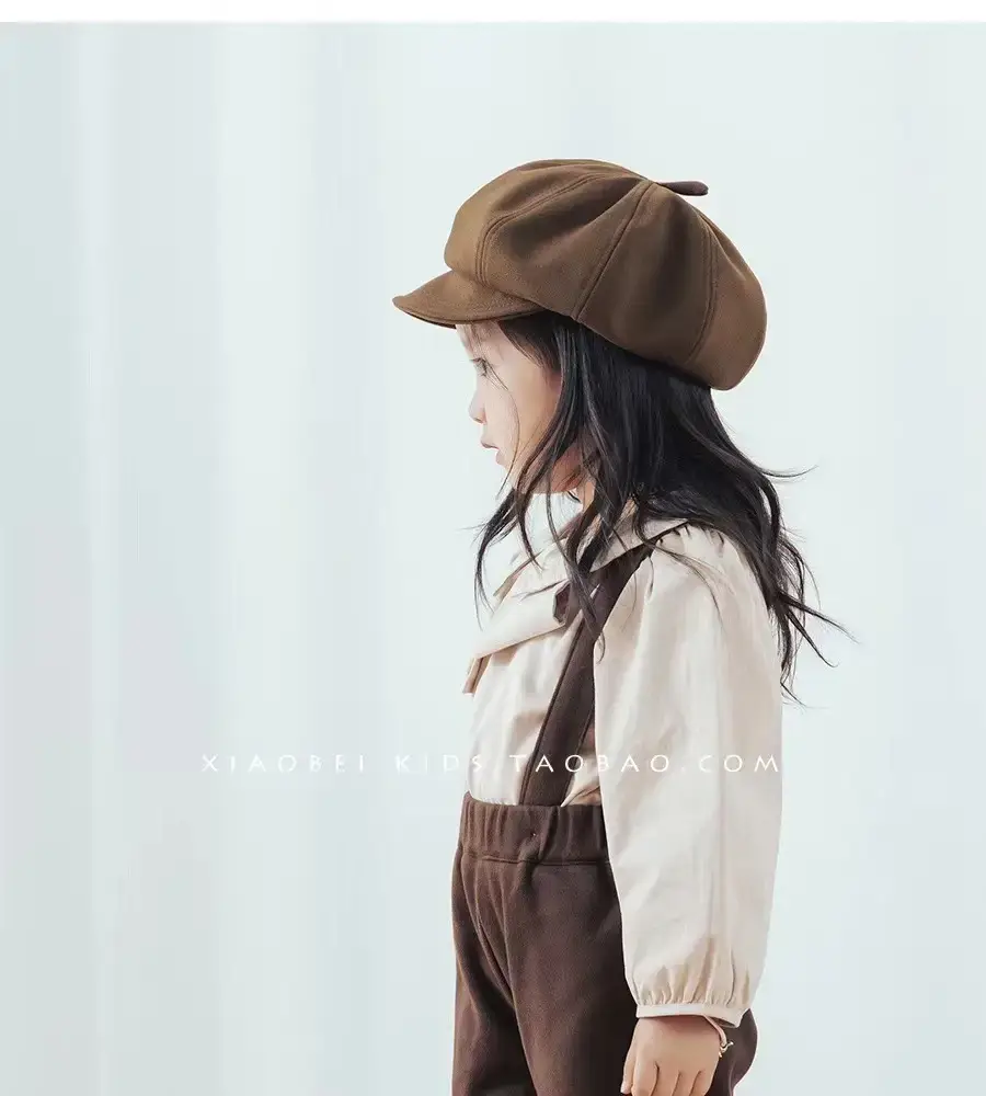 Girls Black Peaked Cap British Octagonal Hat — feature 8