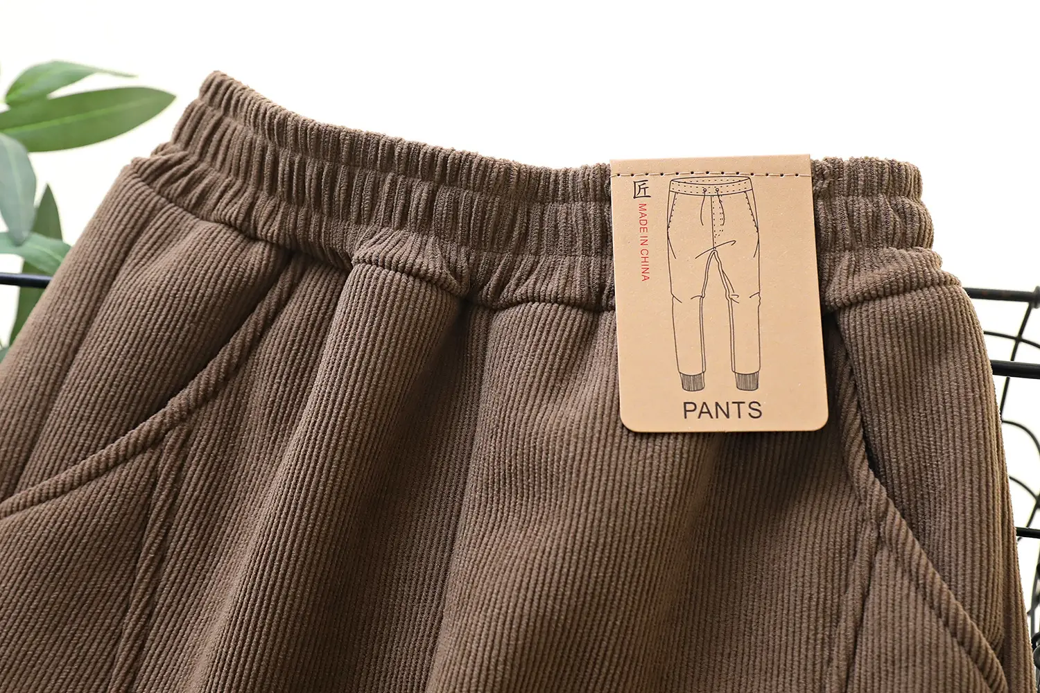 Fleece Lined Brown Cotton Pants for Boys Winter Casual — feature 2