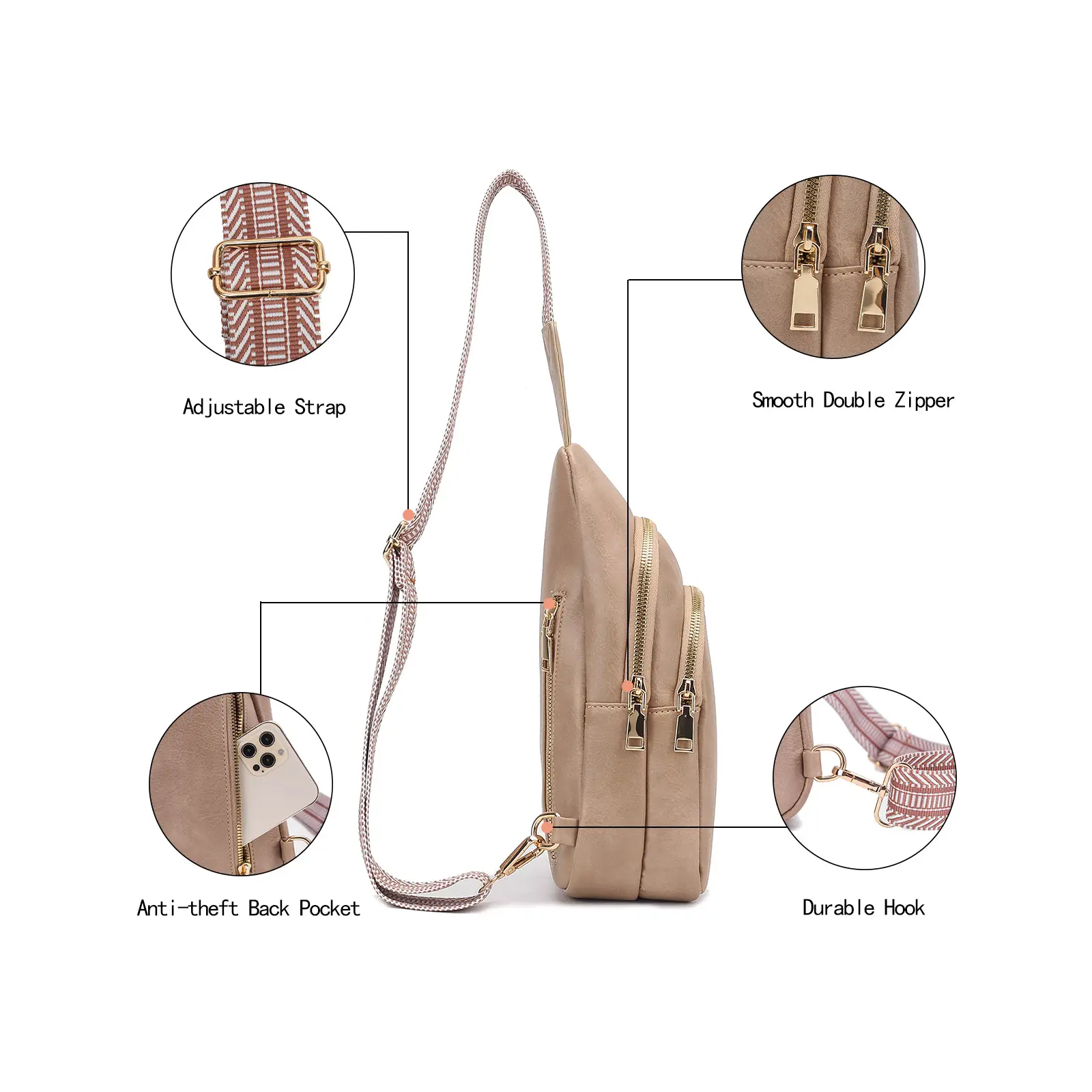 Women's Crossbody Bag Beige 2024 with Mobile Wallet — feature 39