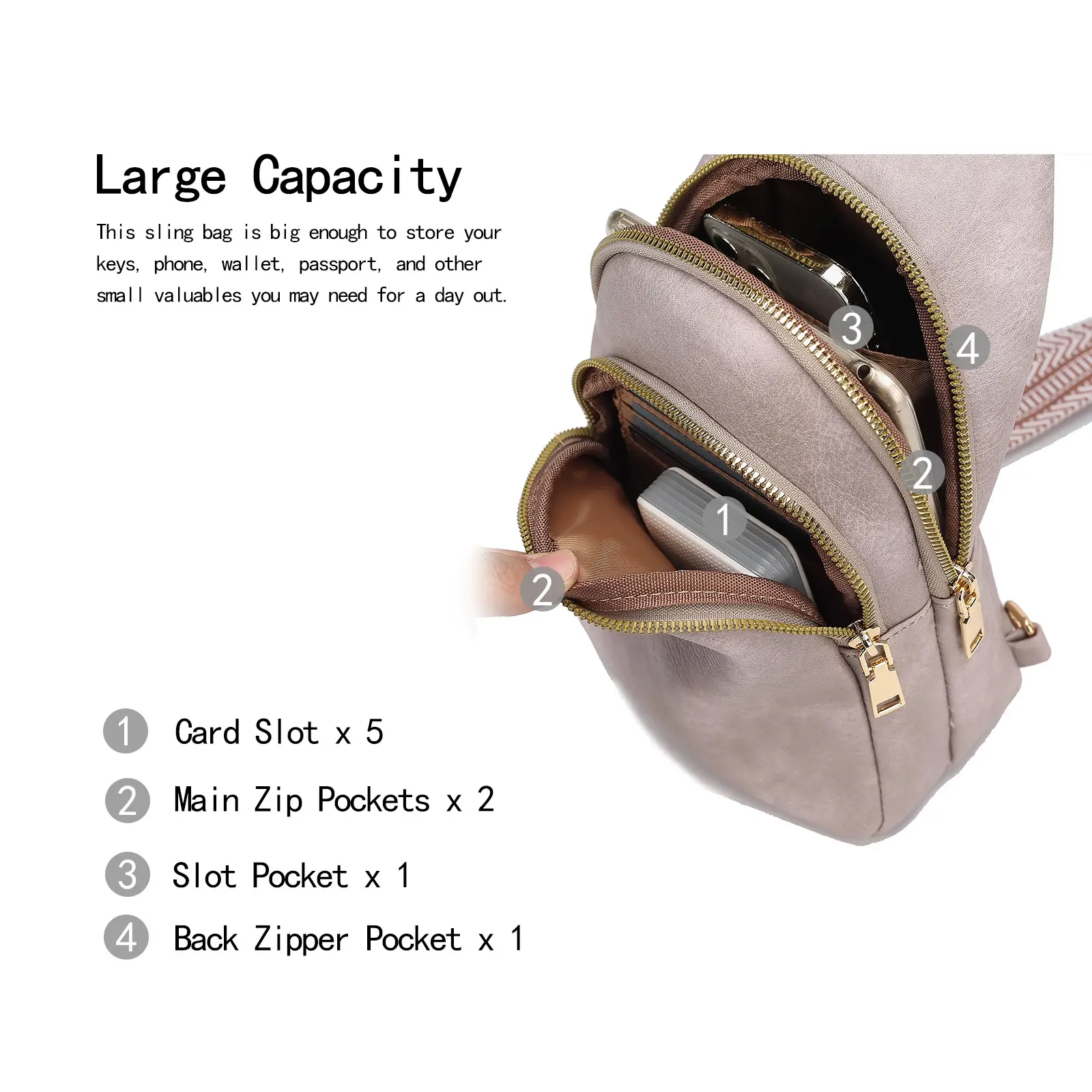 Women's Crossbody Bag Beige 2024 with Mobile Wallet — feature 45