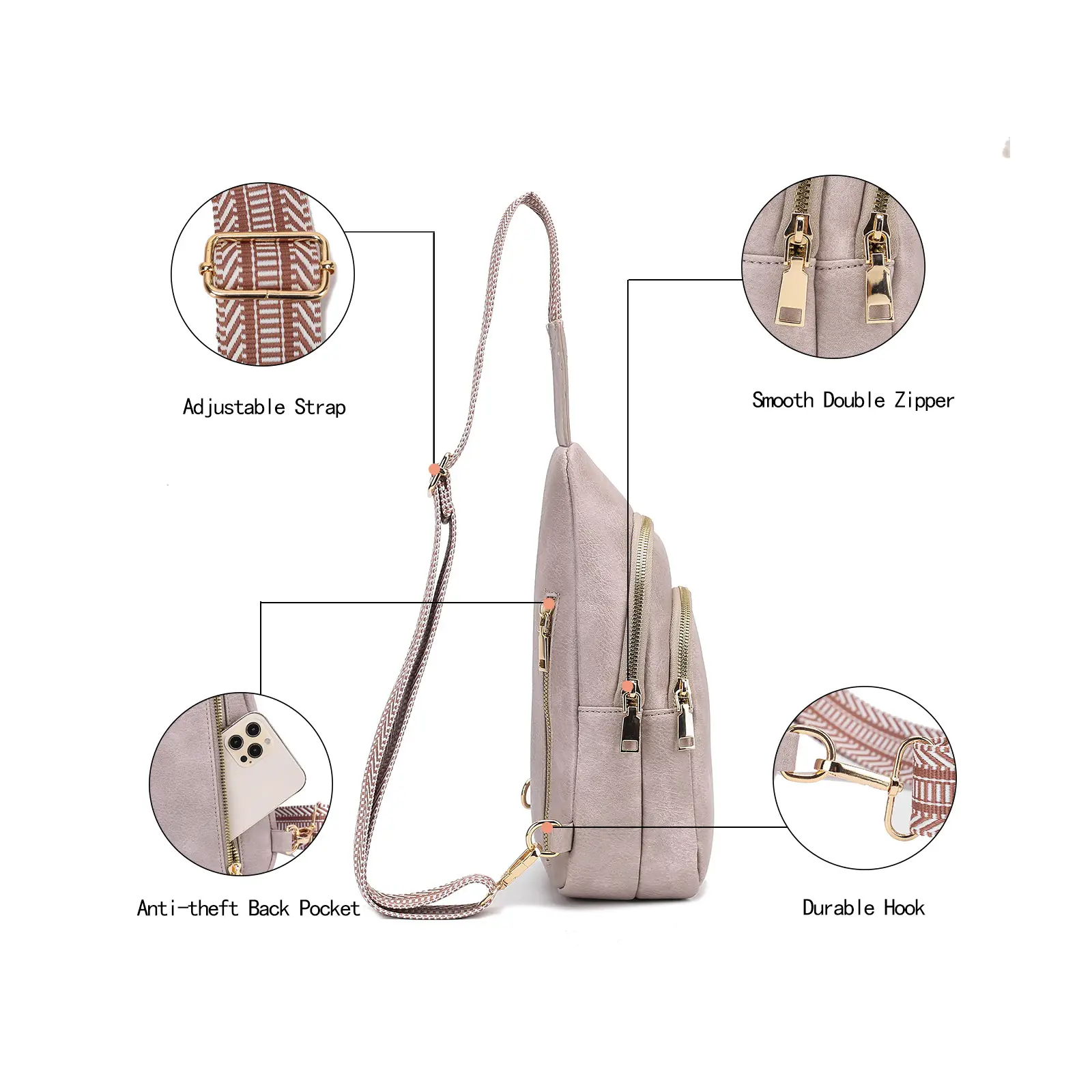 Women's Crossbody Bag Beige 2024 with Mobile Wallet — feature 47