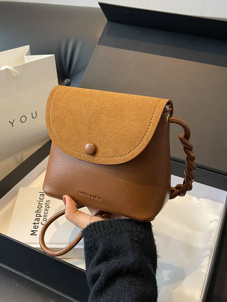 Black Textured Shoulder Bag for Women 2023 - Image 5