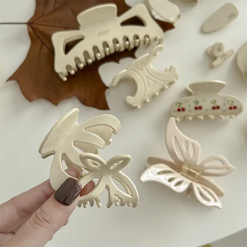 Pure White Acetate Hair Clips Set for Women - Image 8