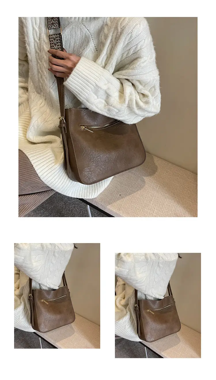 Women Retro Brown Leather Shoulder Bag 2023 Winter — feature 25