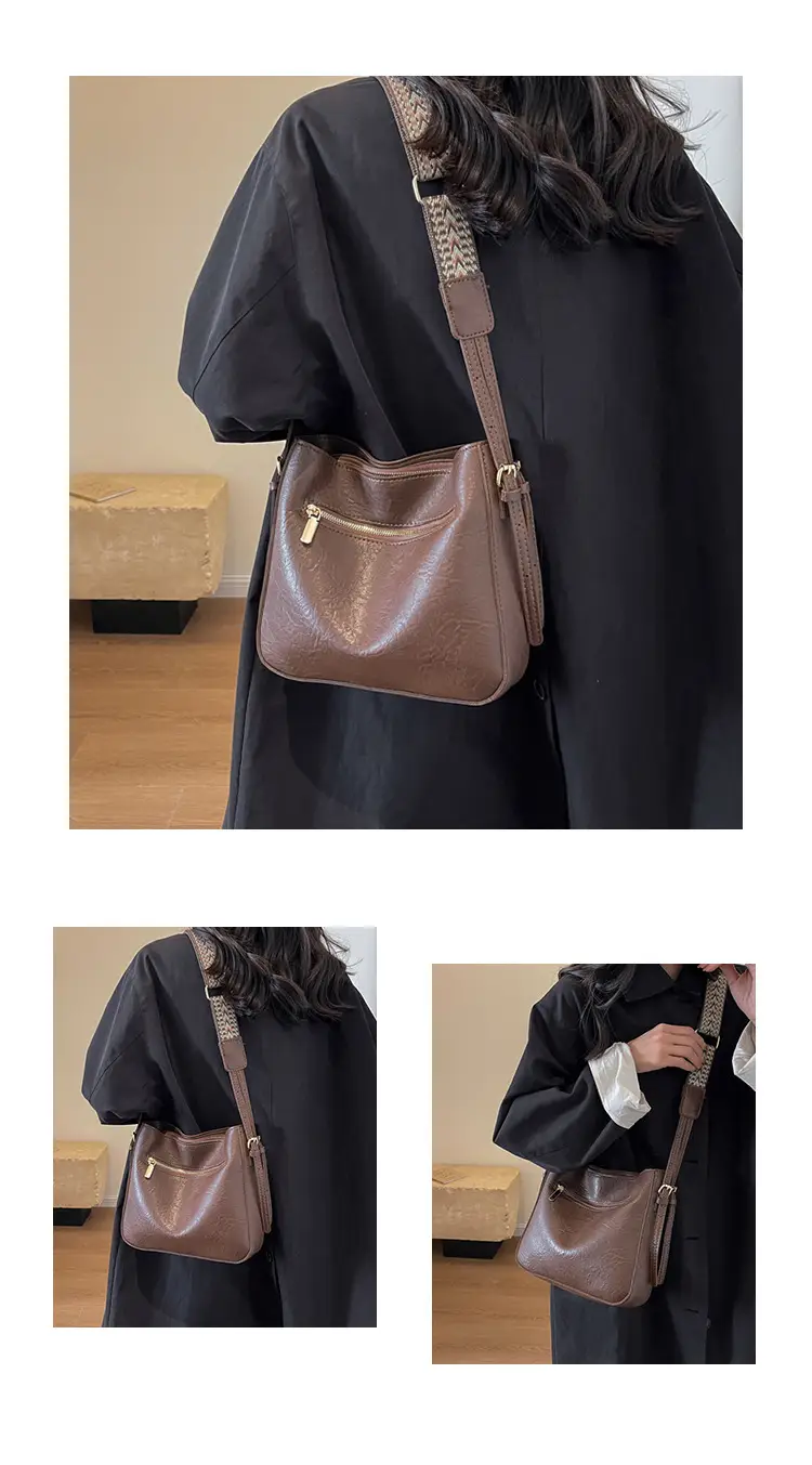 Women Retro Brown Leather Shoulder Bag 2023 Winter — feature 26