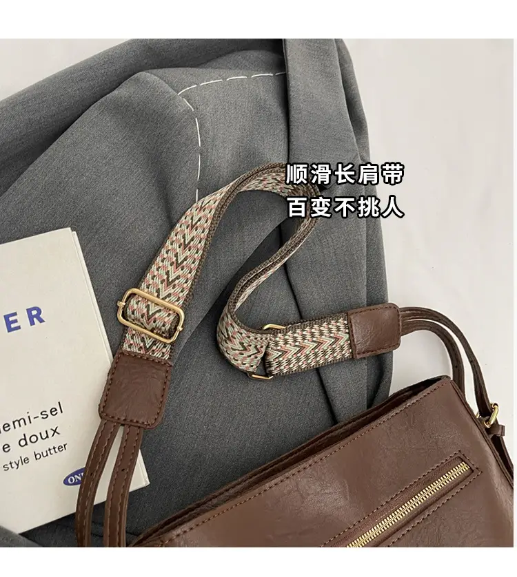 Women Retro Brown Leather Shoulder Bag 2023 Winter — feature 5
