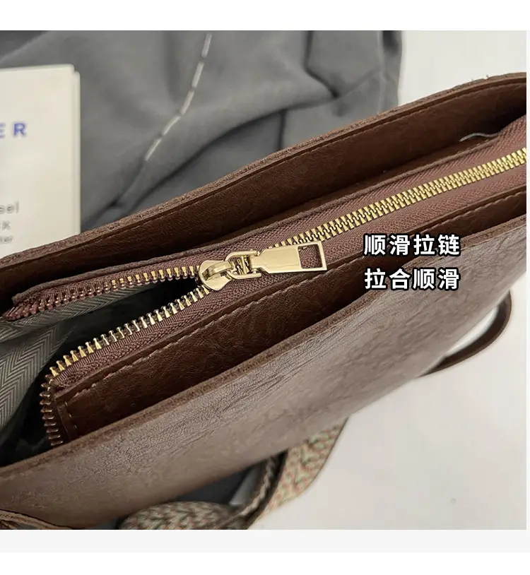 Women Retro Brown Leather Shoulder Bag 2023 Winter — feature 7