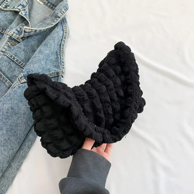 Black Crochet Shoulder Bag for Women 2023