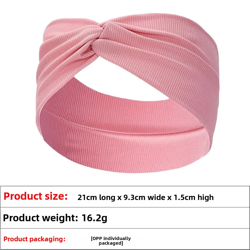 Pink Knitted Yoga Headband with Wide Strap - Image 34