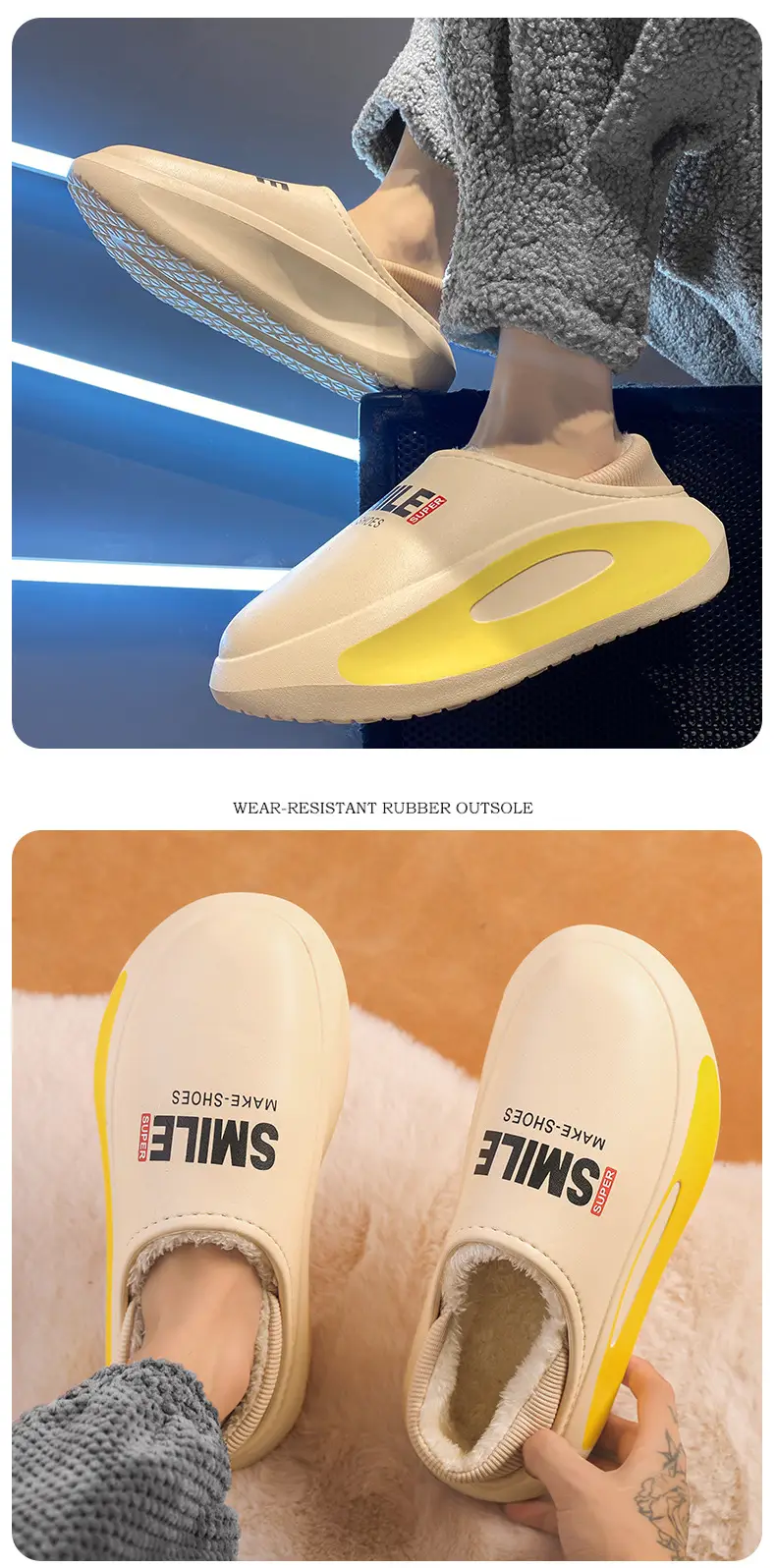 Slippers men's winter parent-child waterproof fleece-lined warm shit feeling bag heel couple's slippers home cotton slippers lazy shoes — feature 15