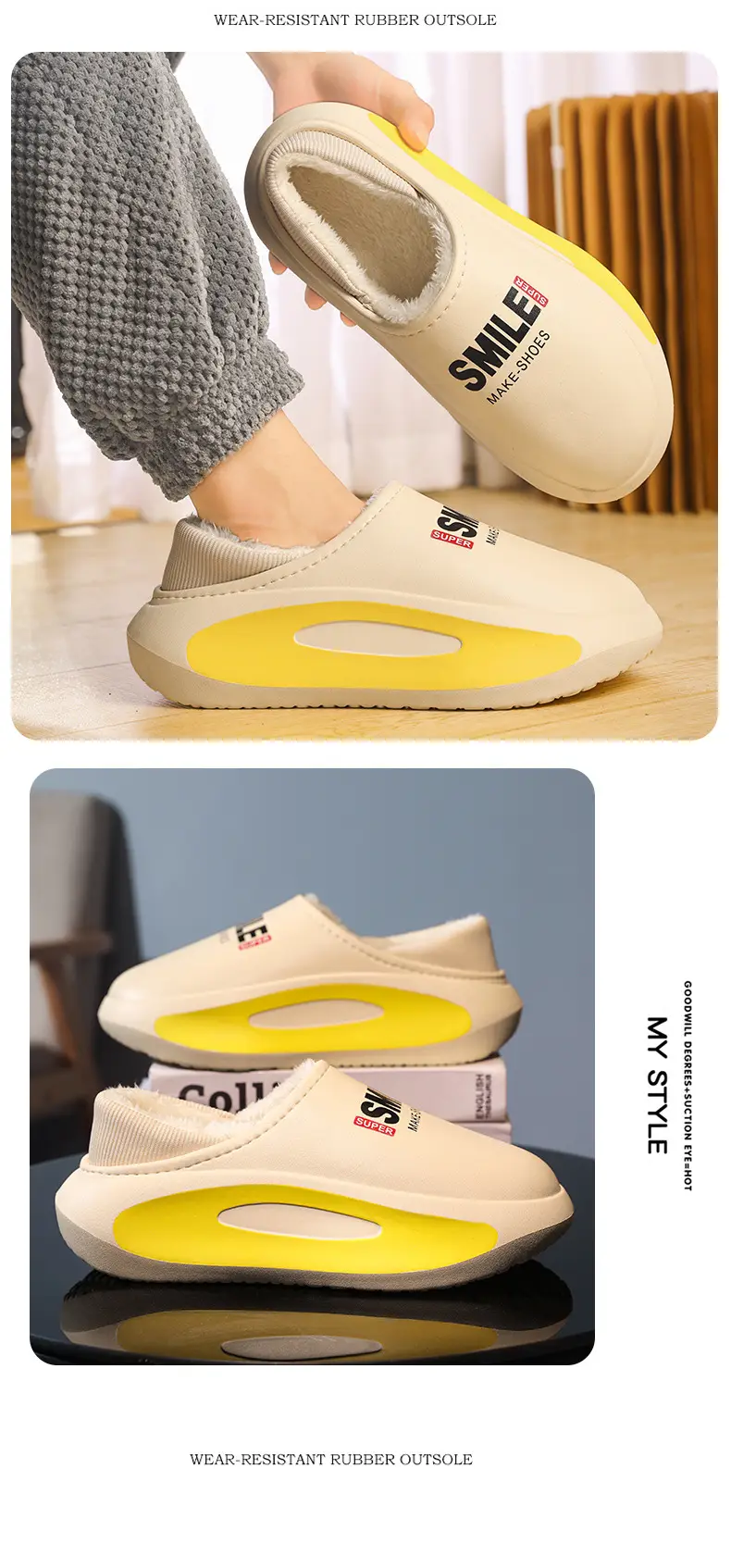 Slippers men's winter parent-child waterproof fleece-lined warm shit feeling bag heel couple's slippers home cotton slippers lazy shoes — feature 16