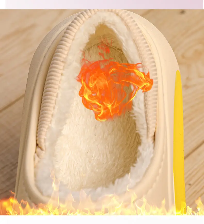 Slippers men's winter parent-child waterproof fleece-lined warm shit feeling bag heel couple's slippers home cotton slippers lazy shoes — feature 7
