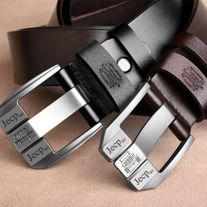 Men's Gold Buckle Belt Black Leather