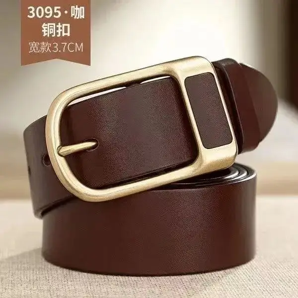 Men's Gold Buckle Belt Black Leather — feature 2