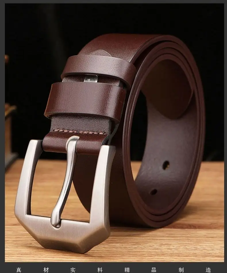 Men's Gold Buckle Belt Black Leather — feature 4