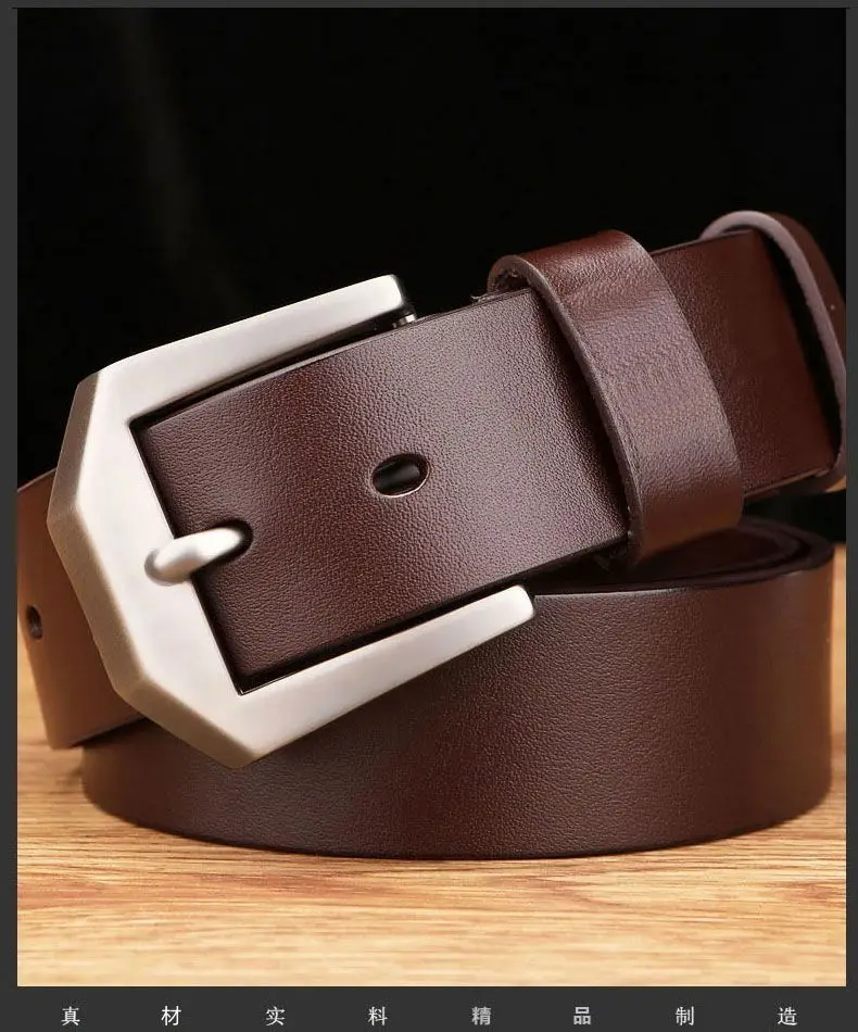 Men's Gold Buckle Belt Black Leather — feature 5