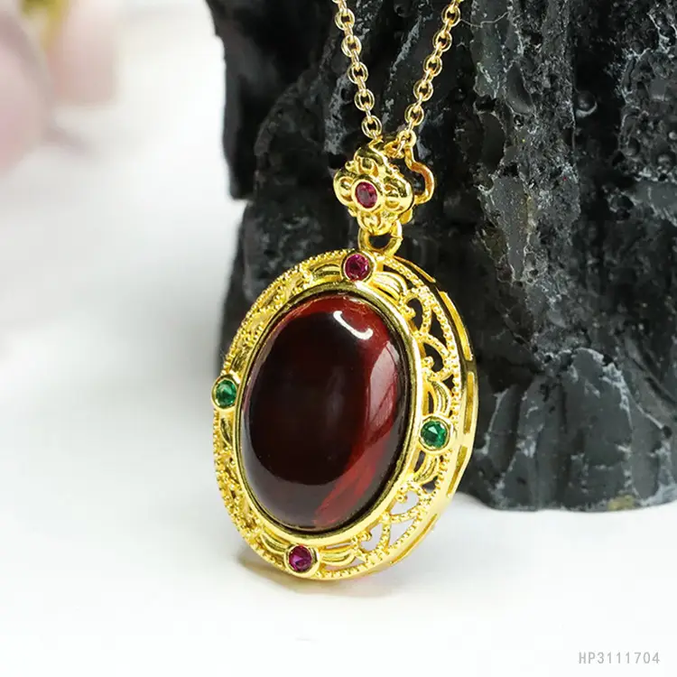 Guan Yu Natural Amber Pendant Necklace for Women - Image 6