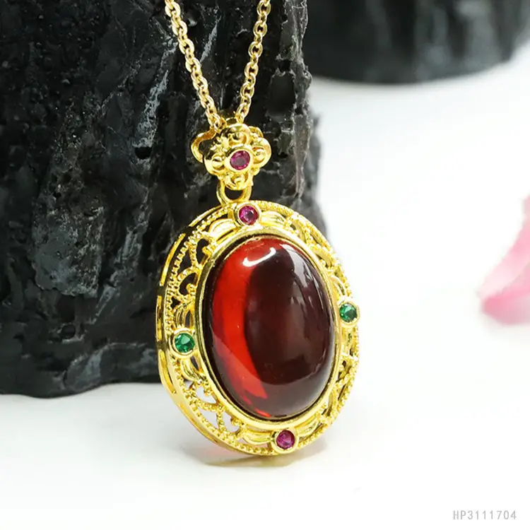 Guan Yu Natural Amber Pendant Necklace for Women — feature 8