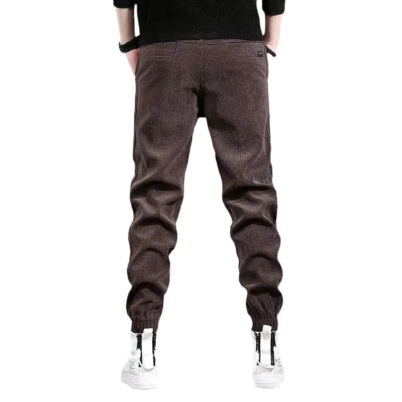 Men Black Fleece Lined Ankle Tied Pants 2023 Winter - Image 9