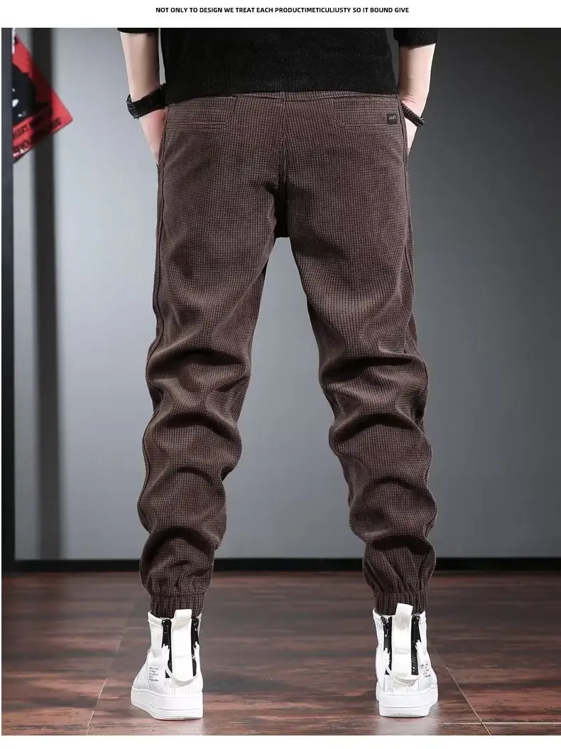 Men Black Fleece Lined Ankle Tied Pants 2023 Winter — feature 13
