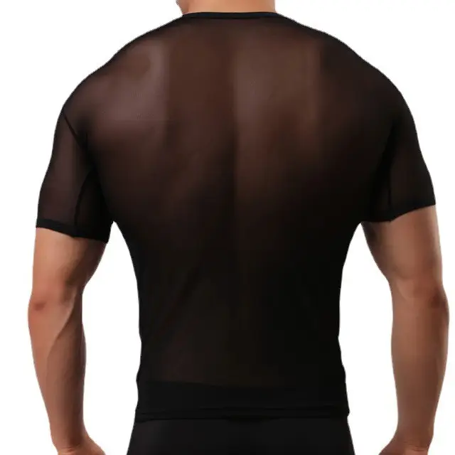 Men Blue Compression Mesh T-Shirt Shorts Set - Image 9