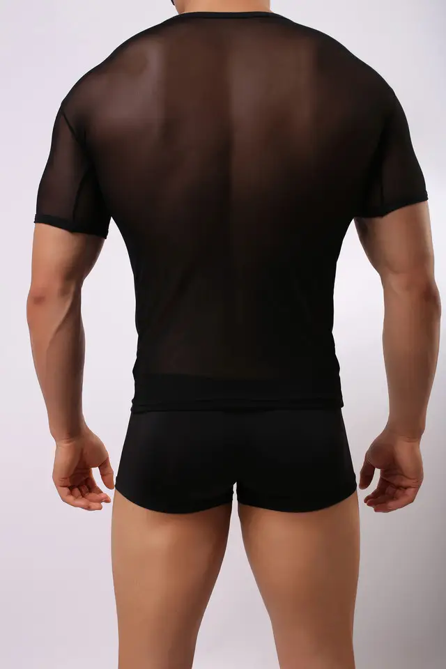 Men Blue Compression Mesh T-Shirt Shorts Set — feature 19