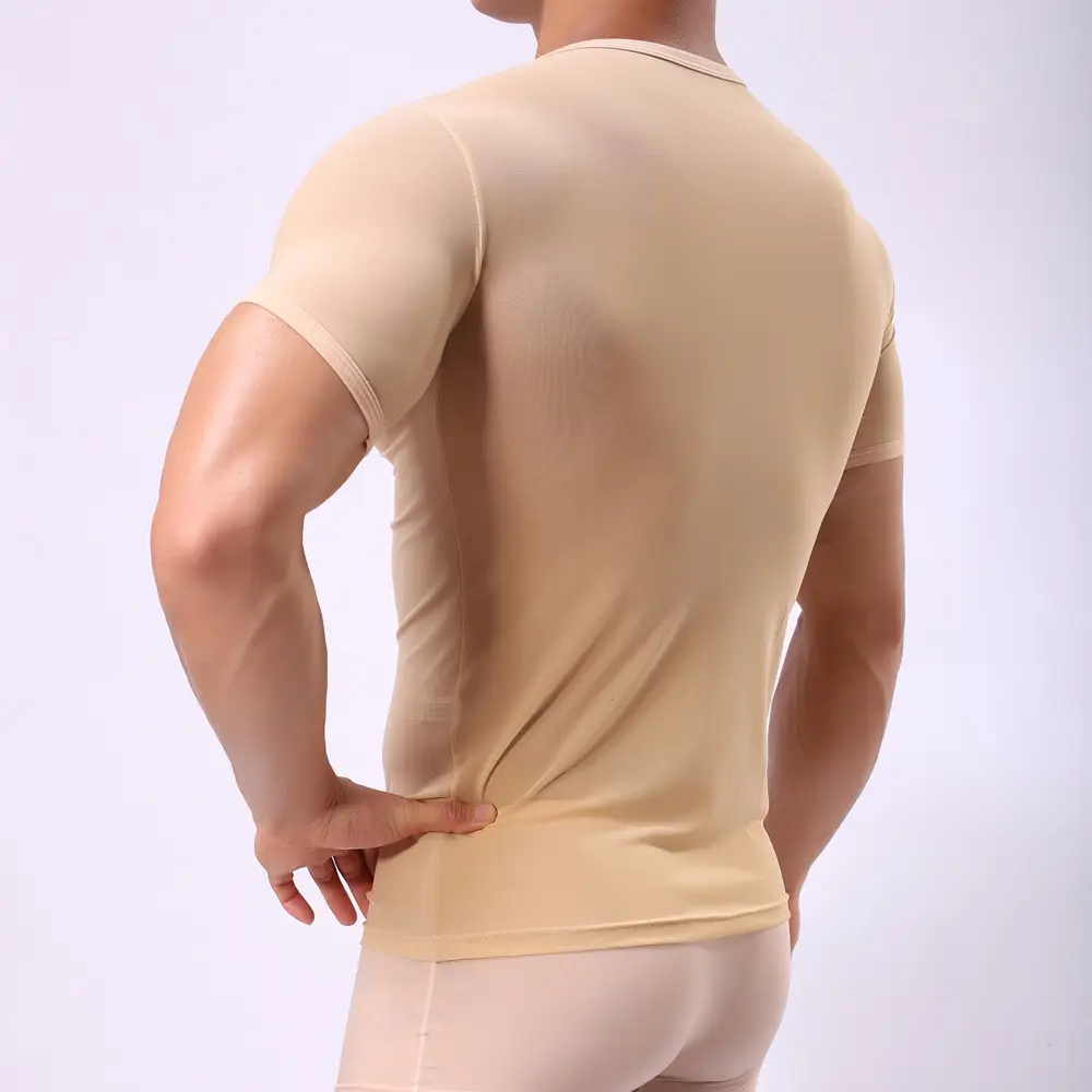 Men Blue Compression Mesh T-Shirt Shorts Set — feature 28