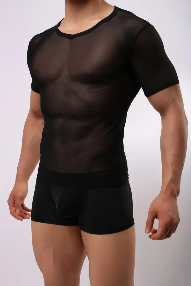 Men Blue Compression Mesh T-Shirt Shorts Set - Image 2