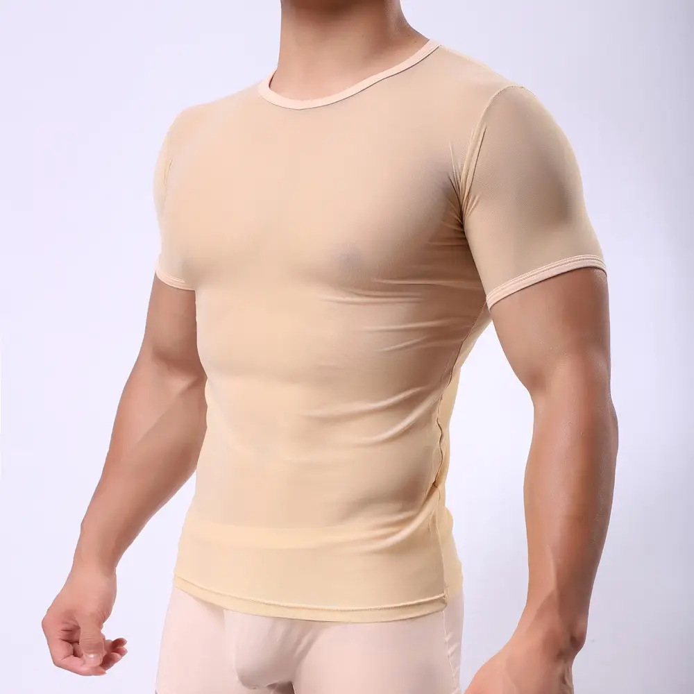 Men Blue Compression Mesh T-Shirt Shorts Set - Image 3
