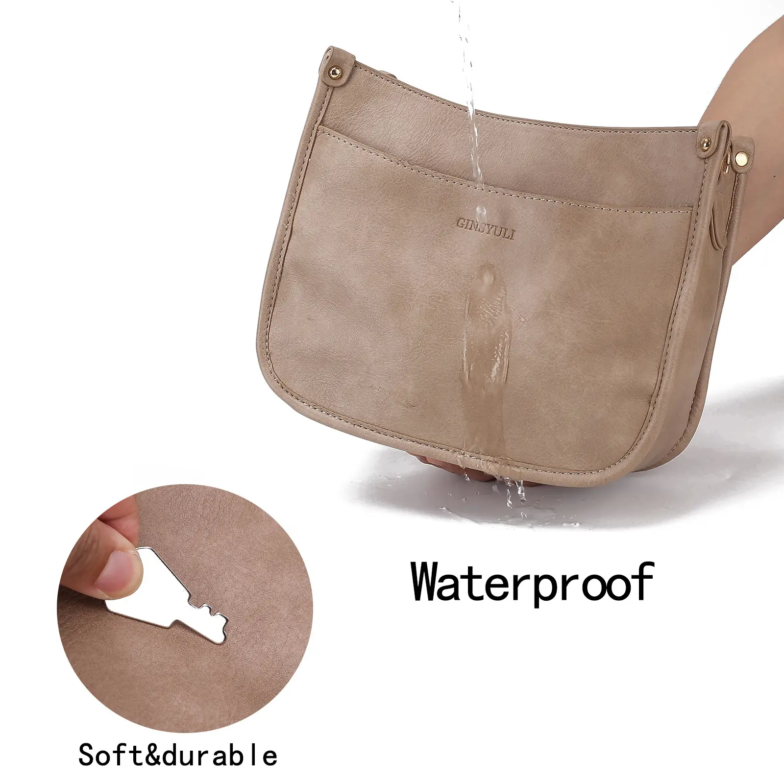 Women's Crossbody Tote Bag White Brown Feather Design — feature 23