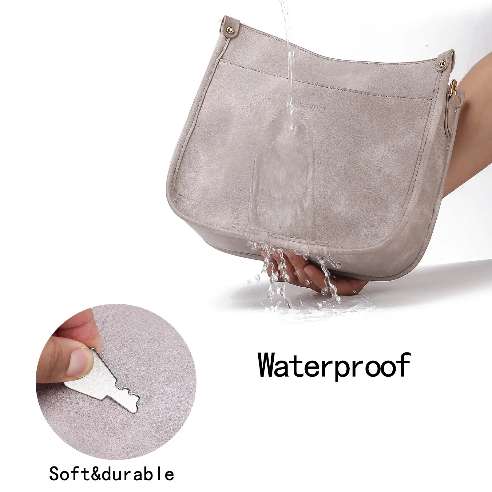 Women's Crossbody Tote Bag White Brown Feather Design — feature 40