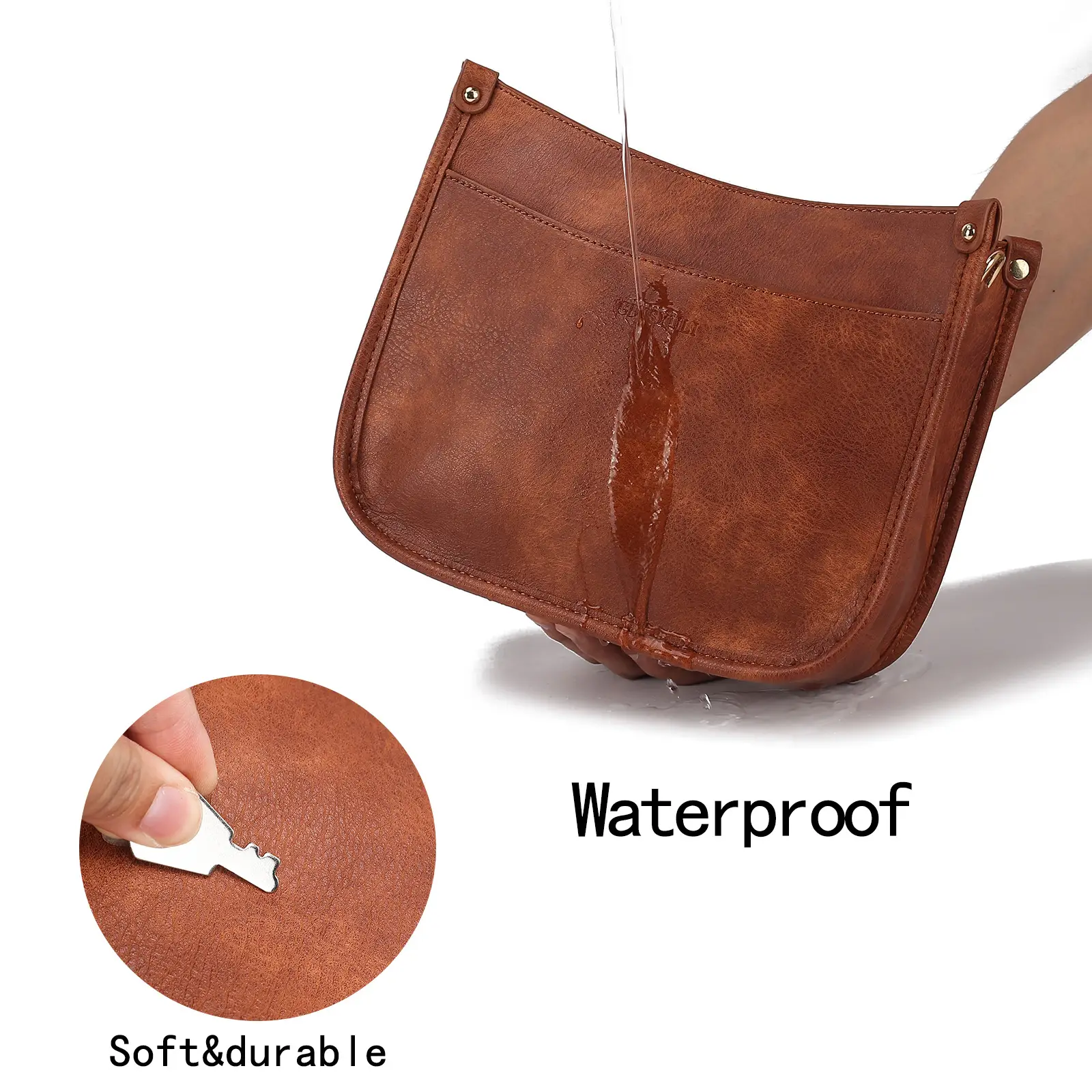 Women's Crossbody Tote Bag White Brown Feather Design — feature 7