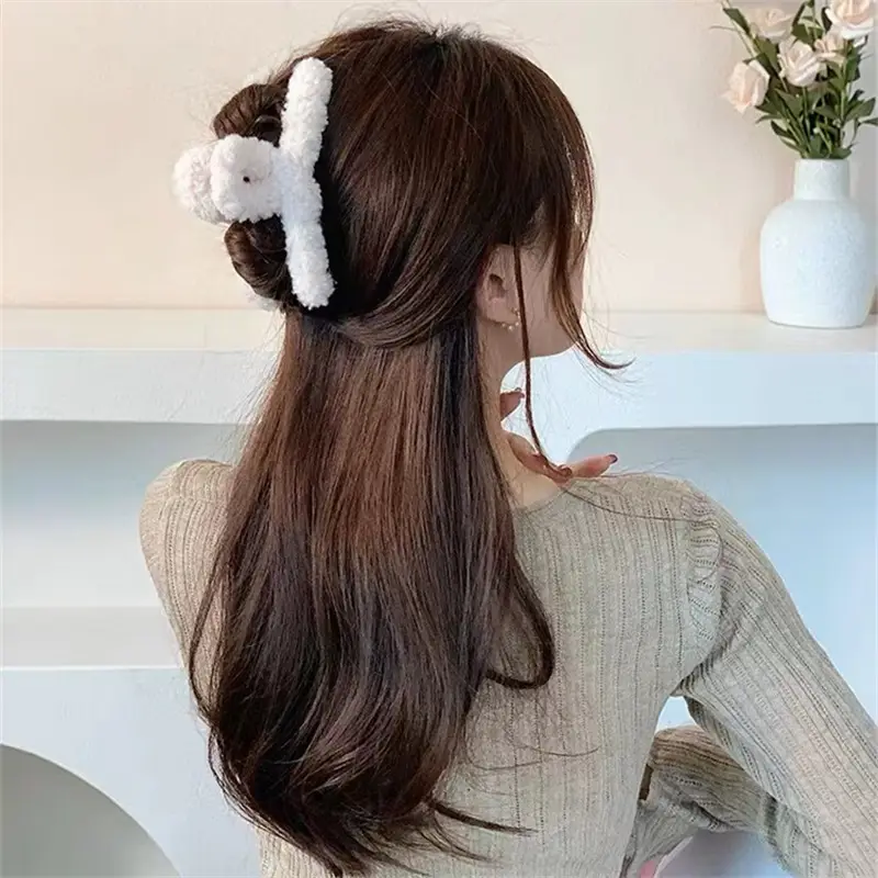 13CM Plush Hairpin Clip Black Soft Clip - Image 14