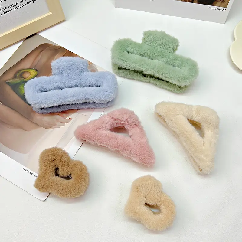 Autumn Plush Clip Hairpin for Girls Brown 14cm - Image 22