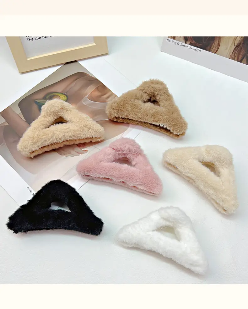 Autumn Plush Clip Hairpin for Girls Brown 14cm — feature 5