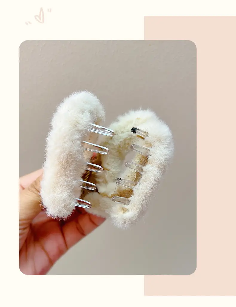 Autumn Plush Clip Hairpin for Girls Brown 14cm — feature 6