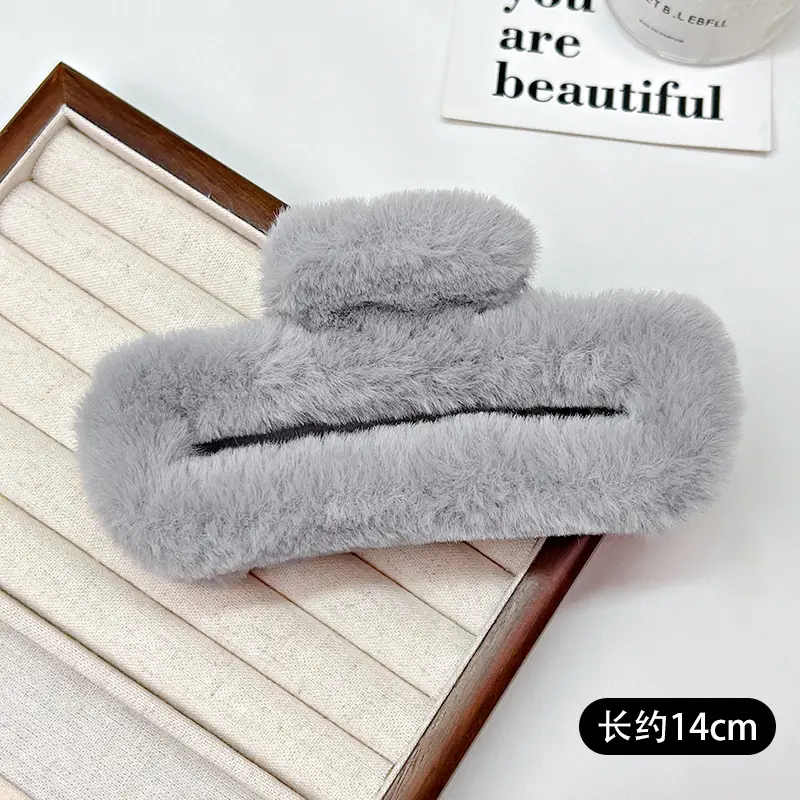 Autumn Plush Clip Hairpin for Girls Brown 14cm - Image 11