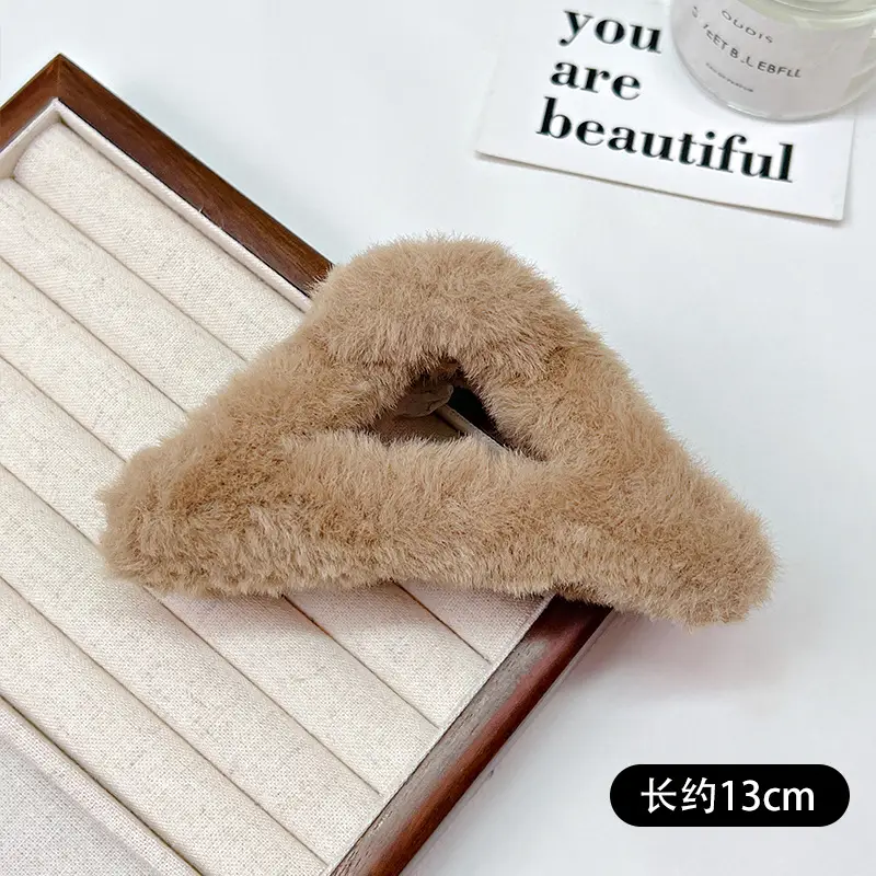 Autumn Plush Clip Hairpin for Girls Brown 14cm - Image 14