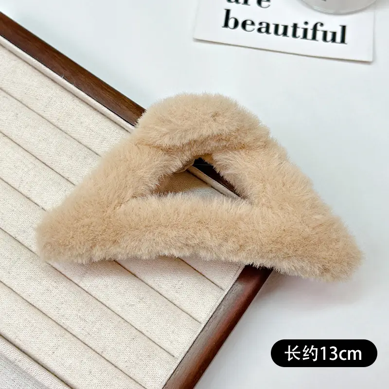 Autumn Plush Clip Hairpin for Girls Brown 14cm - Image 19