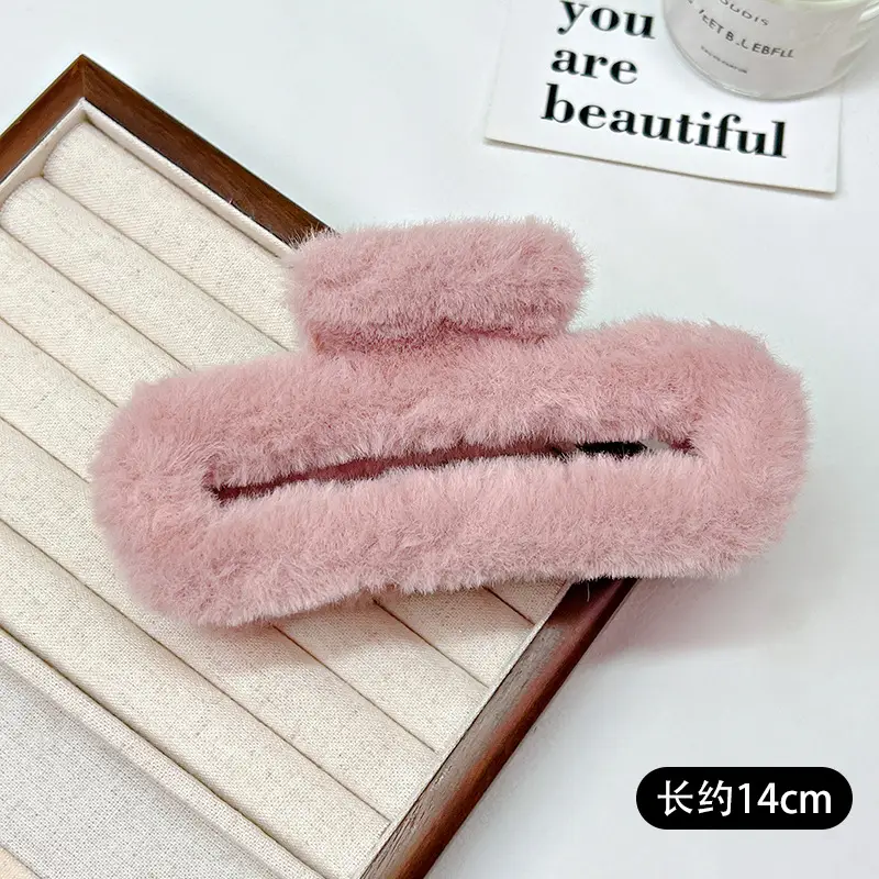 Autumn Plush Clip Hairpin for Girls Brown 14cm - Image 6