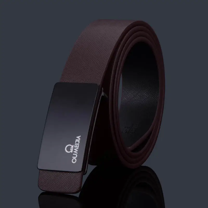 New Men's Leather Belt with Smooth Buckle - Image 2
