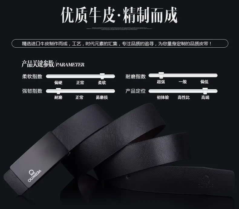 New Men's Leather Belt with Smooth Buckle — feature 3