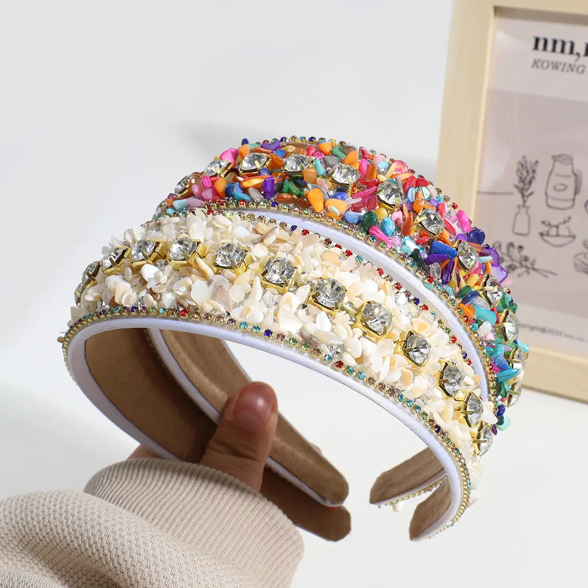 Black Rhinestone Wide Headband for Women — feature 10