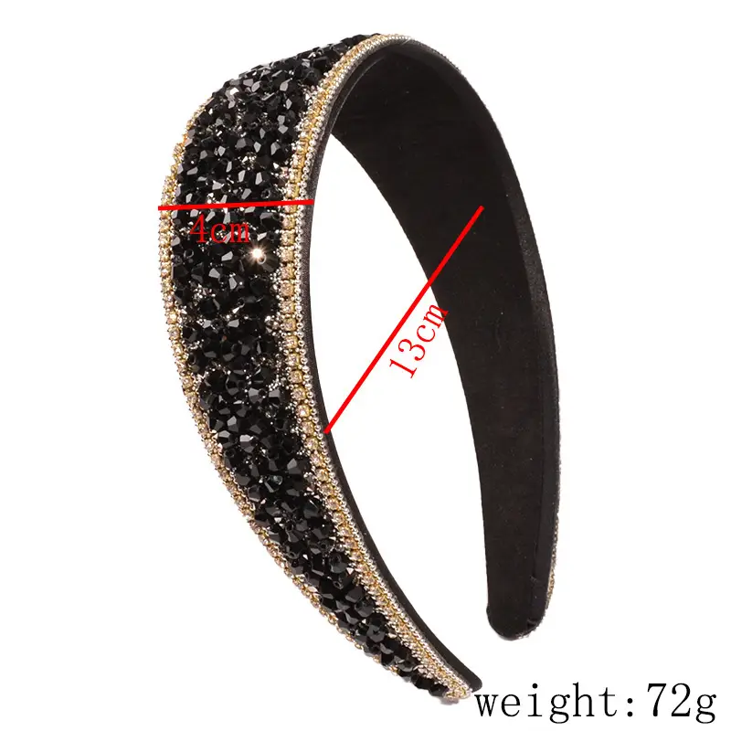 Black Rhinestone Wide Headband for Women — feature 4