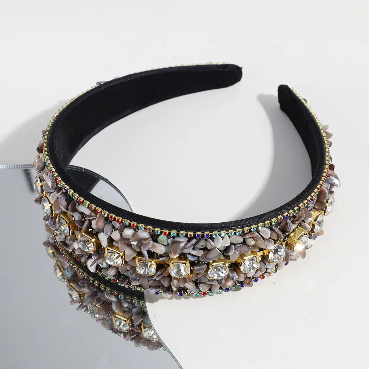 Black Rhinestone Wide Headband for Women - Image 11