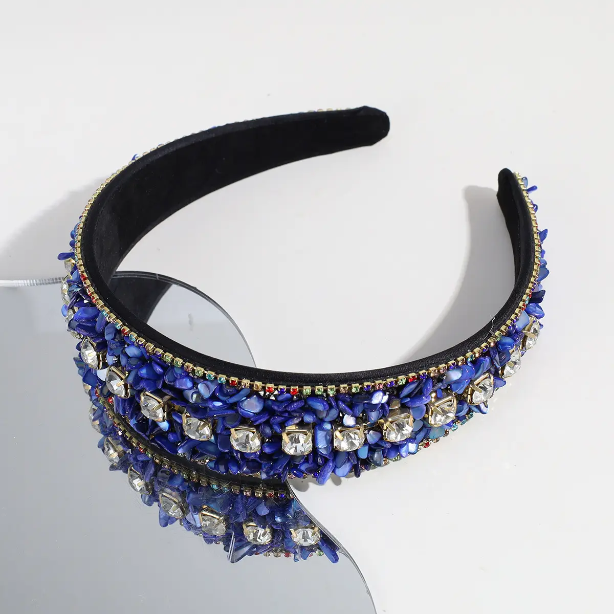 Black Rhinestone Wide Headband for Women - Image 12
