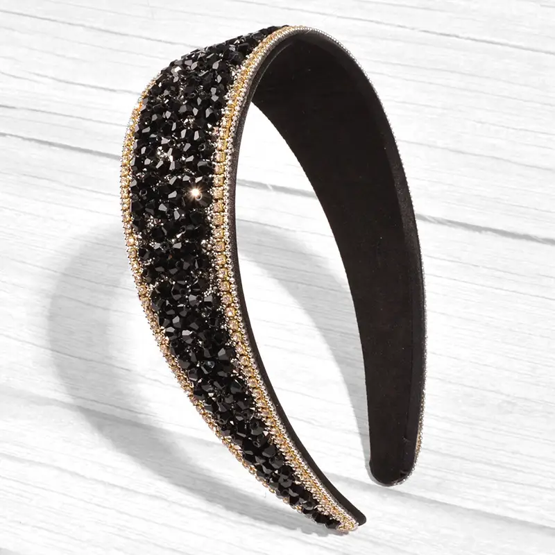 Black Rhinestone Wide Headband for Women - Image 18