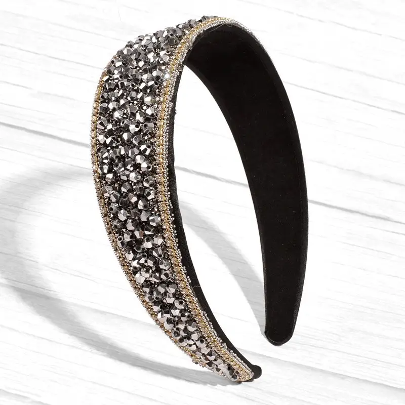 Black Rhinestone Wide Headband for Women - Image 19